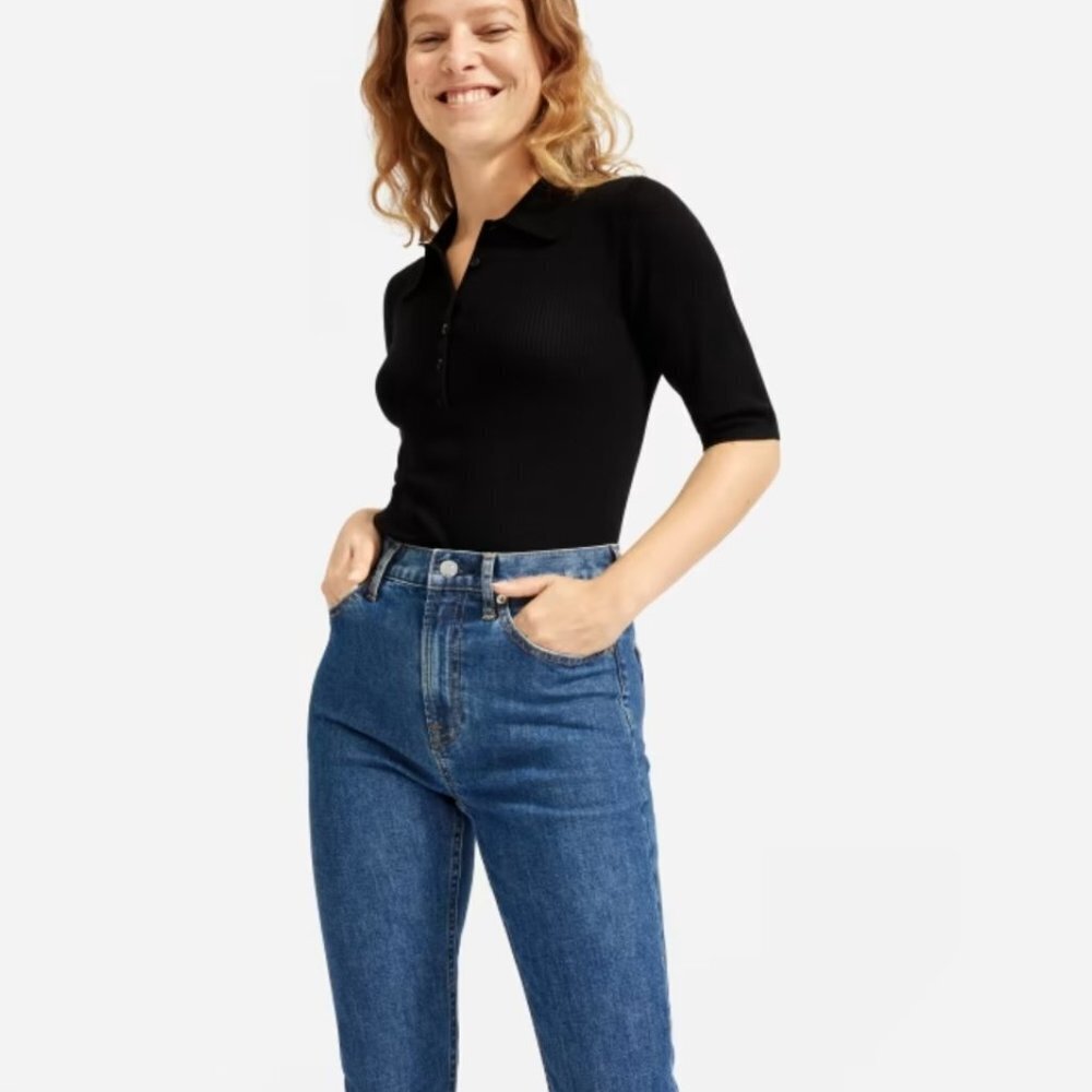 Everlane The High-Rise Skinny Jean Medium Wash High Waisted Blue Denim Size 27R - Picture 4 of 12